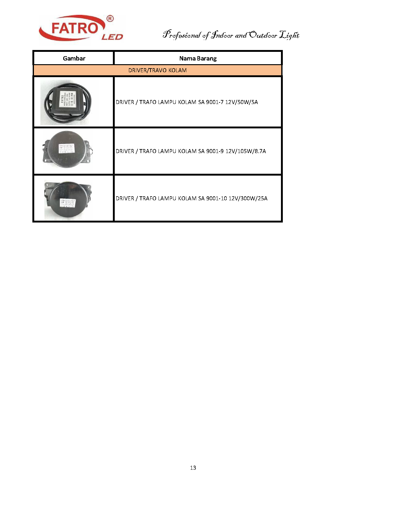 Drive Transformer for Pool Lighting